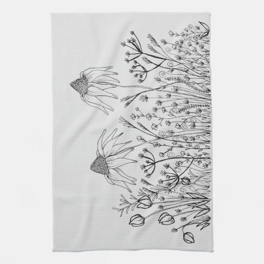 Wilde bloemen tekenen theedoek (Verticaal)