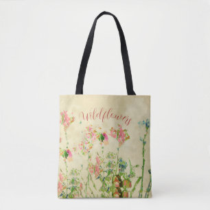 Wilde Bloemen Tekst Tote Bag