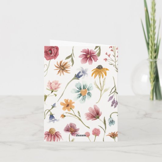 Wilde Bloemen Thee Feest Dank Je Kaart (Achterkant)