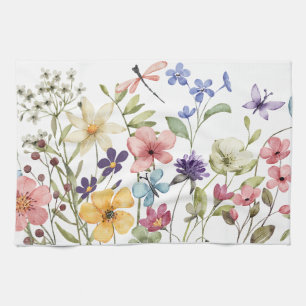 Wilde bloemen theedoek