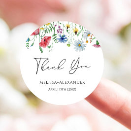 Wilde bloemen Tuinbloemen Weddenschap Ronde Sticker