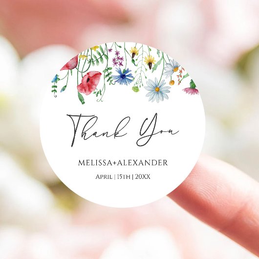 Wilde bloemen Tuinbloemen Weddenschap Ronde Sticker
