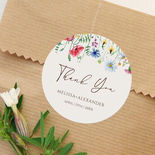 Wilde bloemen Tuinbouwgewassen Weddenschap Ronde Sticker