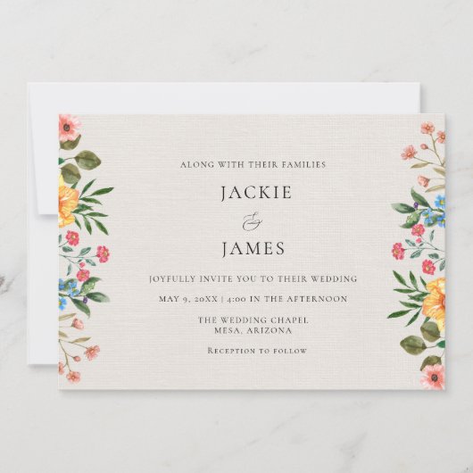 Wilde bloemen Tuinbruiloft Kaart (Voorkant)