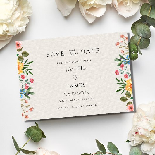 Wilde bloemen Tuinbruiloft Save The Date