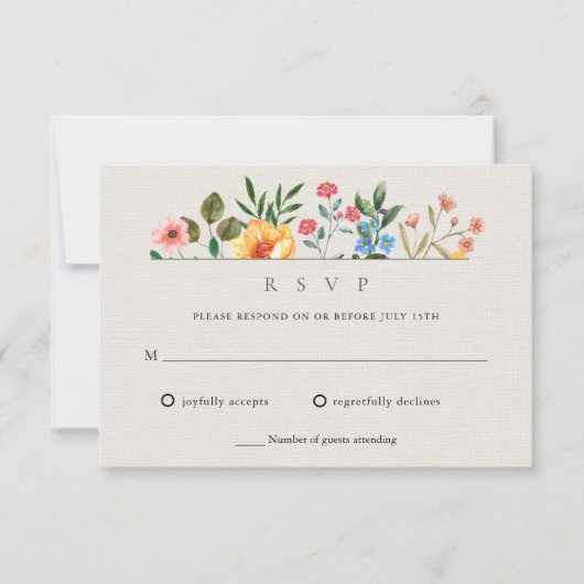 Wilde bloemen Tuingeburgerd RSVP Kaartje (Voorkant)