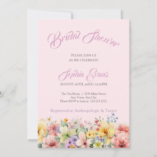  wilde bloemen Tuinroze Vrijgezellenfeest Kaart (Voorkant)