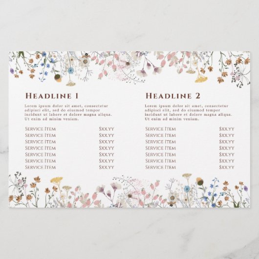 Wilde bloemen tweevoudig brochure (Achterkant)