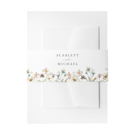 Wilde Bloemen Uitnodiging Buikband Uitnodigingen Wikkel (Voorkant Voorbeeld)