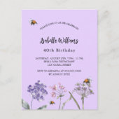 Wilde bloemen van het Birthday-feest overtreden ro Uitnodiging Briefkaart (Voorkant)