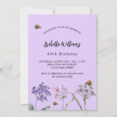 Wilde bloemen van het Birthday-feest schenden roze Kaart (Voorkant)