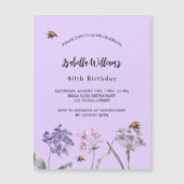 Wilde bloemen van het Birthday-feest schenden roze Magnetische Uitnodiging (Voorkant)