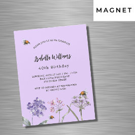 Wilde bloemen van het Birthday-feest schenden roze Magnetische Uitnodiging