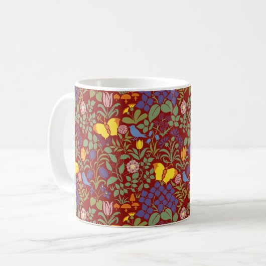 Wilde Bloemen van Voysey, Rode Koffiemok (Voorkant links)