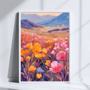 Wilde Bloemen Veld   Bloemenschilderij Landschap Poster