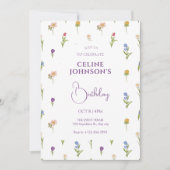 Wilde bloemen verjaardag Uitnodiging (Voorkant)