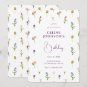 Wilde bloemen verjaardag Uitnodiging (Voorkant / Achterkant)