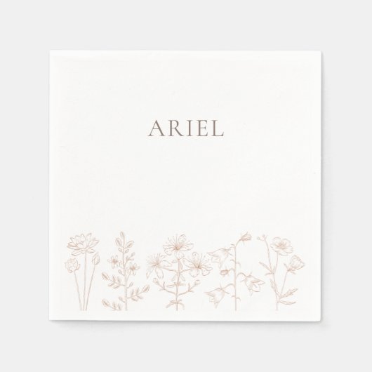 Wilde bloemen verjaardagsfeest elegante papieren s servet (Voorkant)