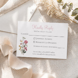 Wilde bloemen verjaardagsfeestje RSVP kaartje