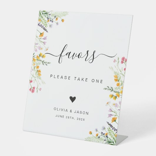 Wilde bloemen Verjaardsparren Reclamebord Met Voetstuk (Voorkant)