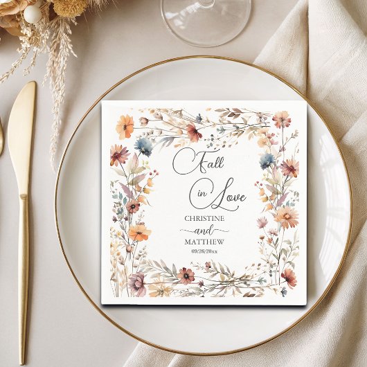 Wilde Bloemen Verliefd Elegant Trouwen Servet