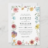 Wilde Bloemen Verse Weide Rustieke QR Code Huwelij Kaart (Voorkant)