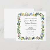 Wilde bloemen Vierkant Lijst Wedding Flat Kaart (Voorkant / Achterkant)