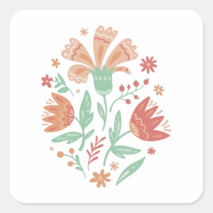 Wilde bloemen vierkante sticker