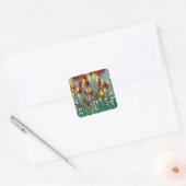 Wilde bloemen vierkante sticker (Envelop)
