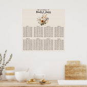 Wilde Bloemen Vintage Bloem Boho Trouwstoel Poster (Keuken)