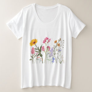 Wilde Bloemen, Vintage Botanische mooie bloemen Grote Maat T-shirt