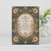 Wilde Bloemen Vintage Trouw Uitnodiging  (Staand voorkant)