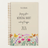 Wilde Bloemen Vlinder Bij Positieve Affirmatie Planner (Voorkant)