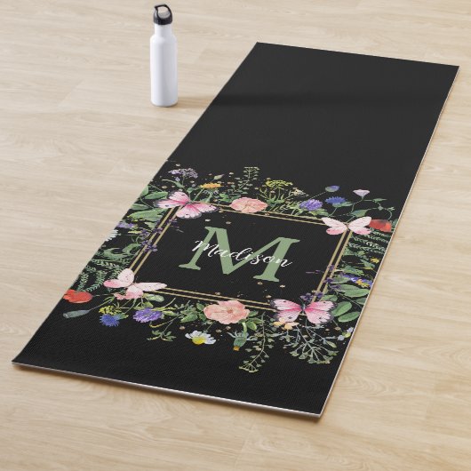 Wilde Bloemen Vlinder Monogram Oefenmat Yogamat (In situ)