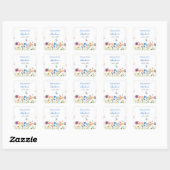wilde bloemen vlinder tuinblauw baby shower vierkante sticker (Vel)