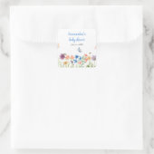 wilde bloemen vlinder tuinblauw baby shower vierkante sticker (Tas)