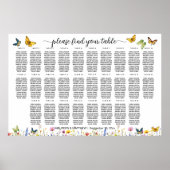 Wilde Bloemen Vlinders 28 Tafels Trouw Stoelenplan Poster (Voorkant)