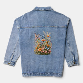Wilde Bloemen Vlinders Bloementuin Aquarel  Denim Jacket