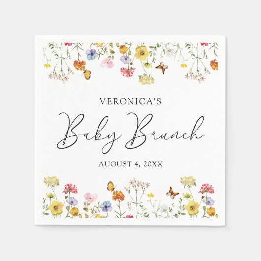 Wilde Bloemen Vlinders Boho Baby Shower Brunch Servet (Voorkant)