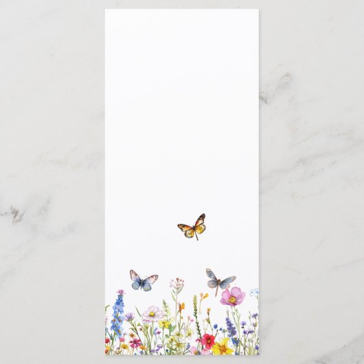 Wilde Bloemen Vlinders Elegant 4x9'' Trouw Menu (Achterkant)