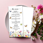 Wilde Bloemen Vlinders Elegant 4x9'' Trouw Menu