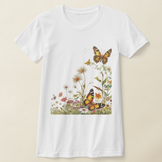 Wilde bloemen Vlinders T-shirt (Laagn)