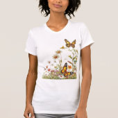 Wilde bloemen Vlinders T-shirt (Voorkant)