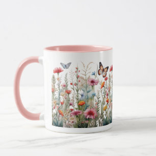 Wilde Bloemen Vlinders Veld Bloemen Koffie Thee Mok