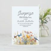 Wilde Bloemen Vlinders Vogels Verrassende 80ste Kaart (Staand voorkant)