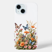 Wilde Bloemen Vlinders Waterverf Tuin  Case-Mate iPhone Case (Achterkant)
