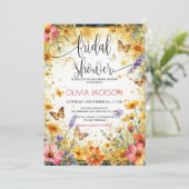 Wilde Bloemen Vlinders Zomer Bruidsdouche Kaart (Staand voorkant)