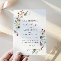 Wilde bloemen Vloeiende bruiloft Bewaar datum