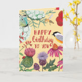 Wilde Bloemen Vogel Verjaardag Kaart (Gele Bloem)