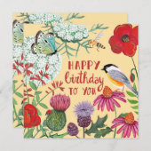 Wilde bloemen Vogelvogels wenskaart (Voorkant / Achterkant)